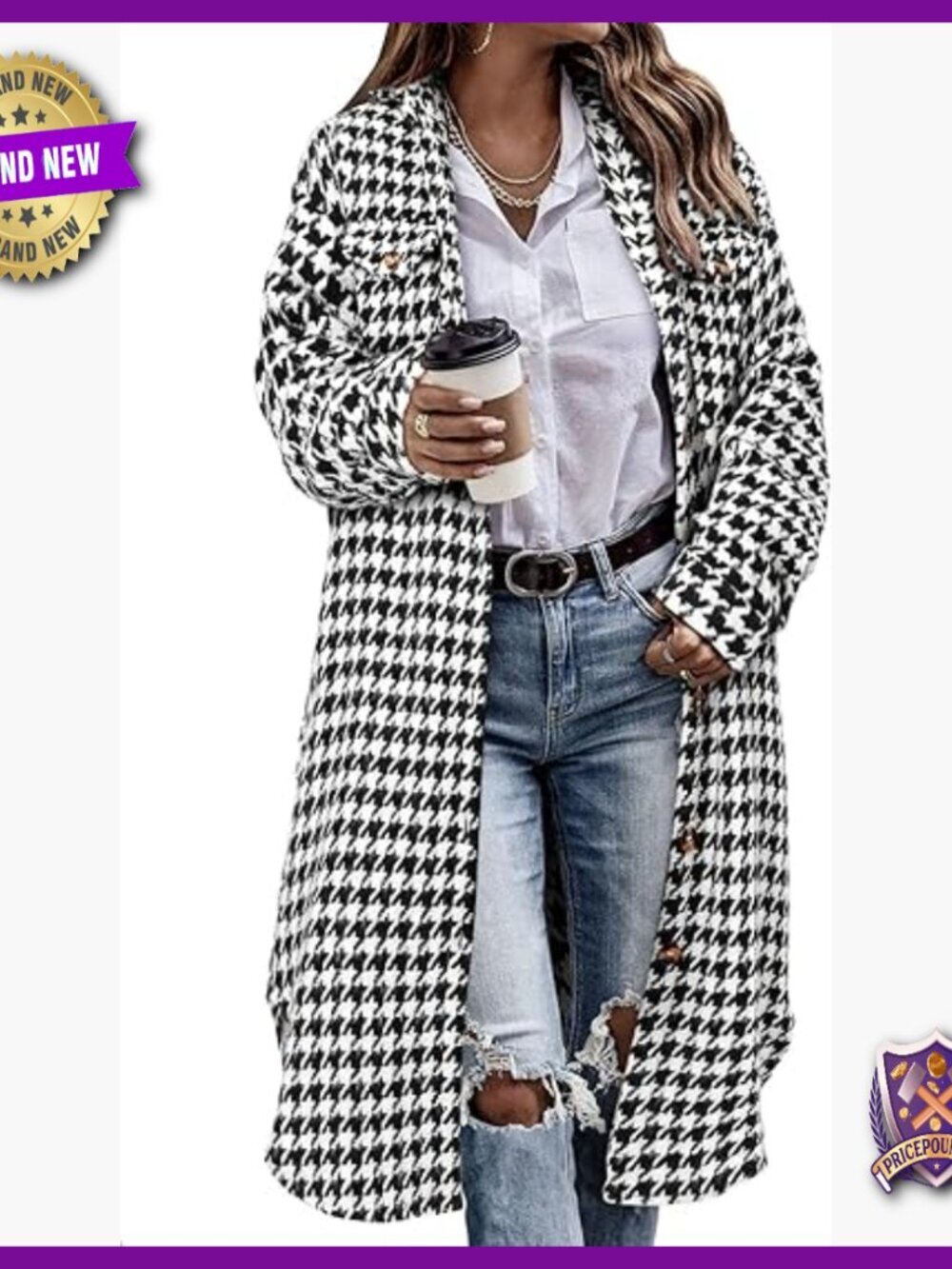 Long Plaid Shacket Jacket Corduroy Button Down Relaxed Fit Oversized Trench